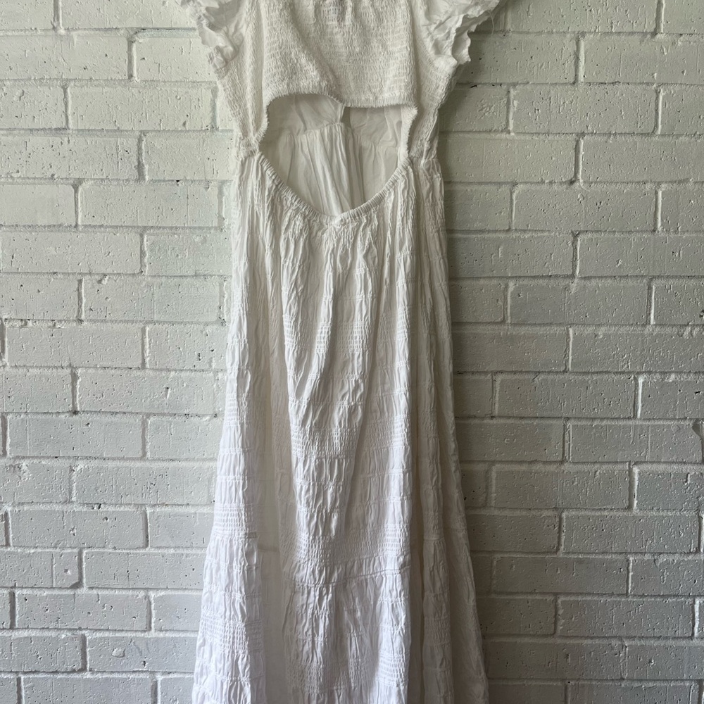 Universal Thread Women’s Flutter Short Sleeve Midi A Line White Dress Summer - Picture 5 of 10